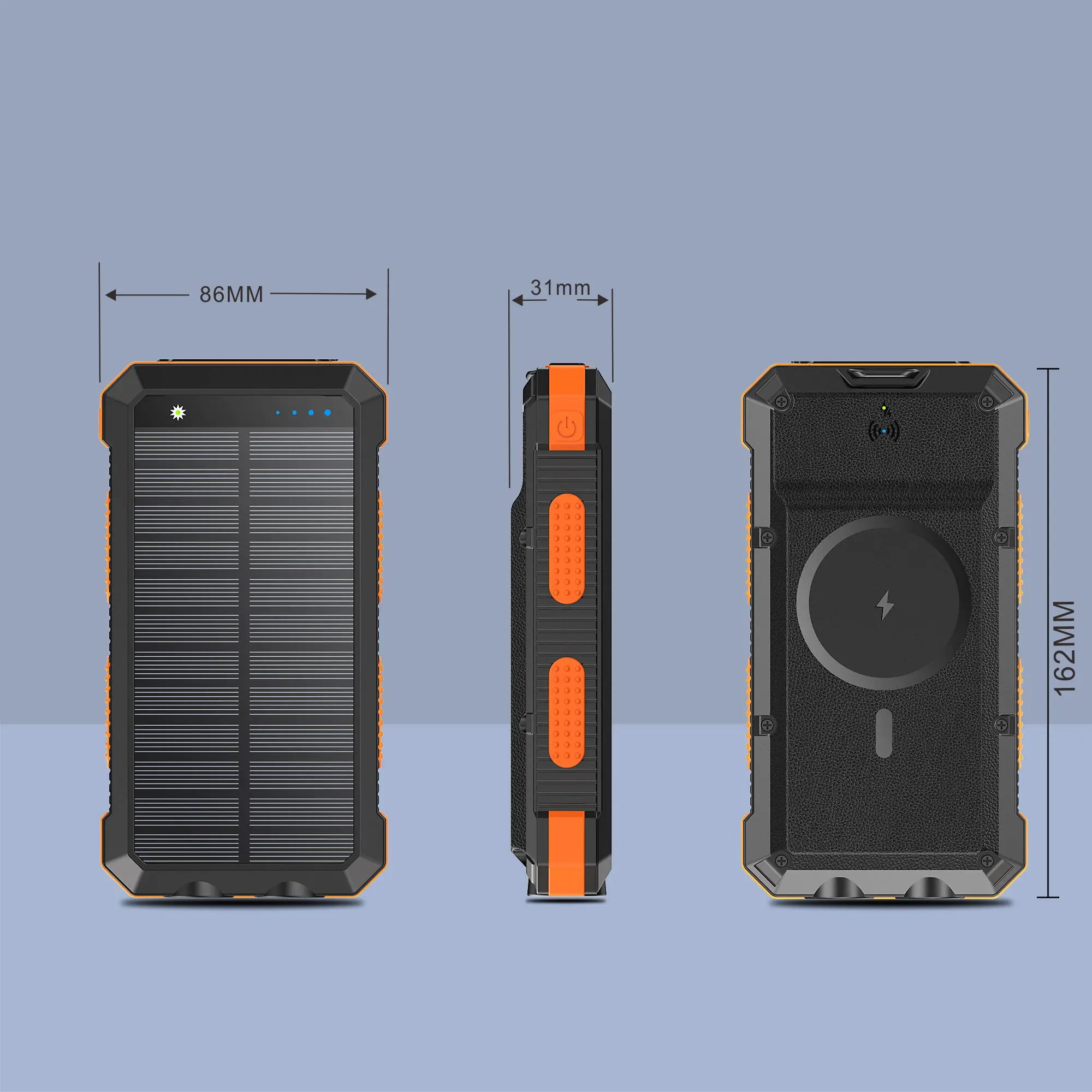 Wireless Solar Charger Battery Pack 20000mah Portable Sun Energy