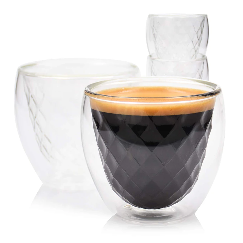 Double Wall Double Wall Espresso Glass Cup Amazon Hot Sell High Borosilicate 2 7oz 80ml Cups Saucers All Season 15 30days Buy French Coffee Cups Designer Glass Cup Glass Expresso Cup Designer Glass Cup