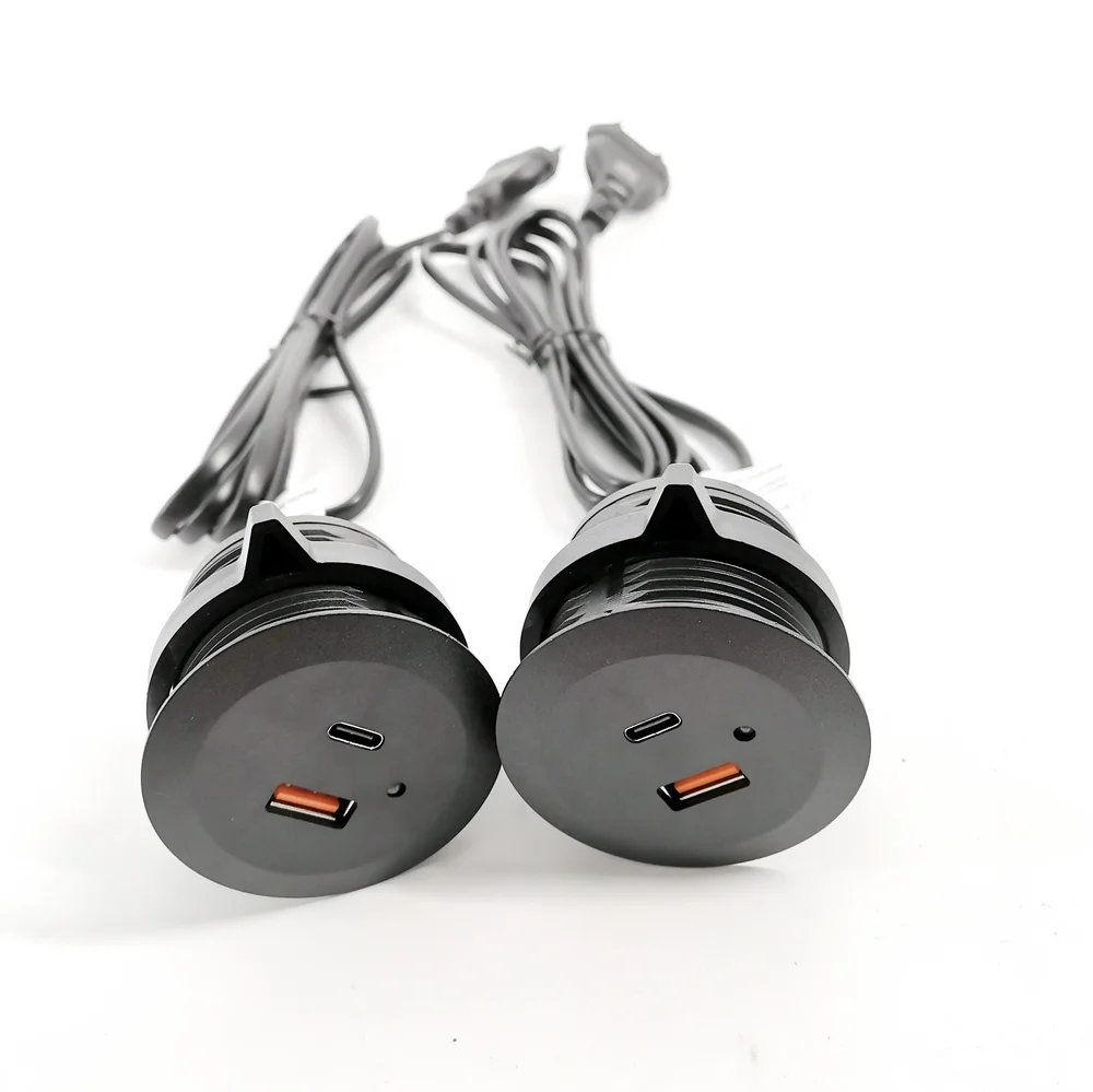 New Smart Mini Round Grommet Office Desk Sofa Usb Hub Mount Table Charger With Usbc Port /usb