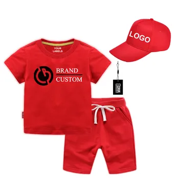 FBA Wholesale Custom Design Kid Clothing Sets With Sport Hats Solid Color Kids Clothing Sets your logo label and swing tag
