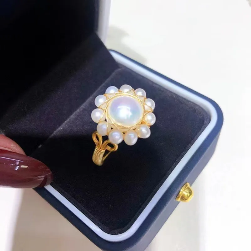 I Jewels 18K Gold Plated Ethnic Adjustable Finger Ring Embellished With ghungroo and pearl (FL223)