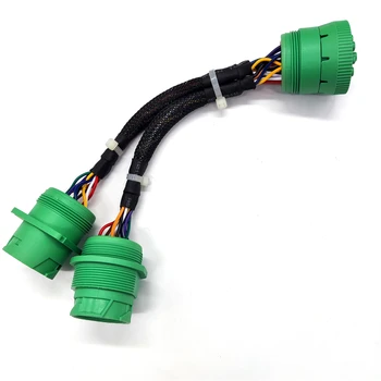 Green Type2 J1939 9pin Splitter Y Cable Female to 2 Male Diagnostic Wire Harness Fleet Cable HD10-9-1939P-BP03 HD16-9-1939S-P080