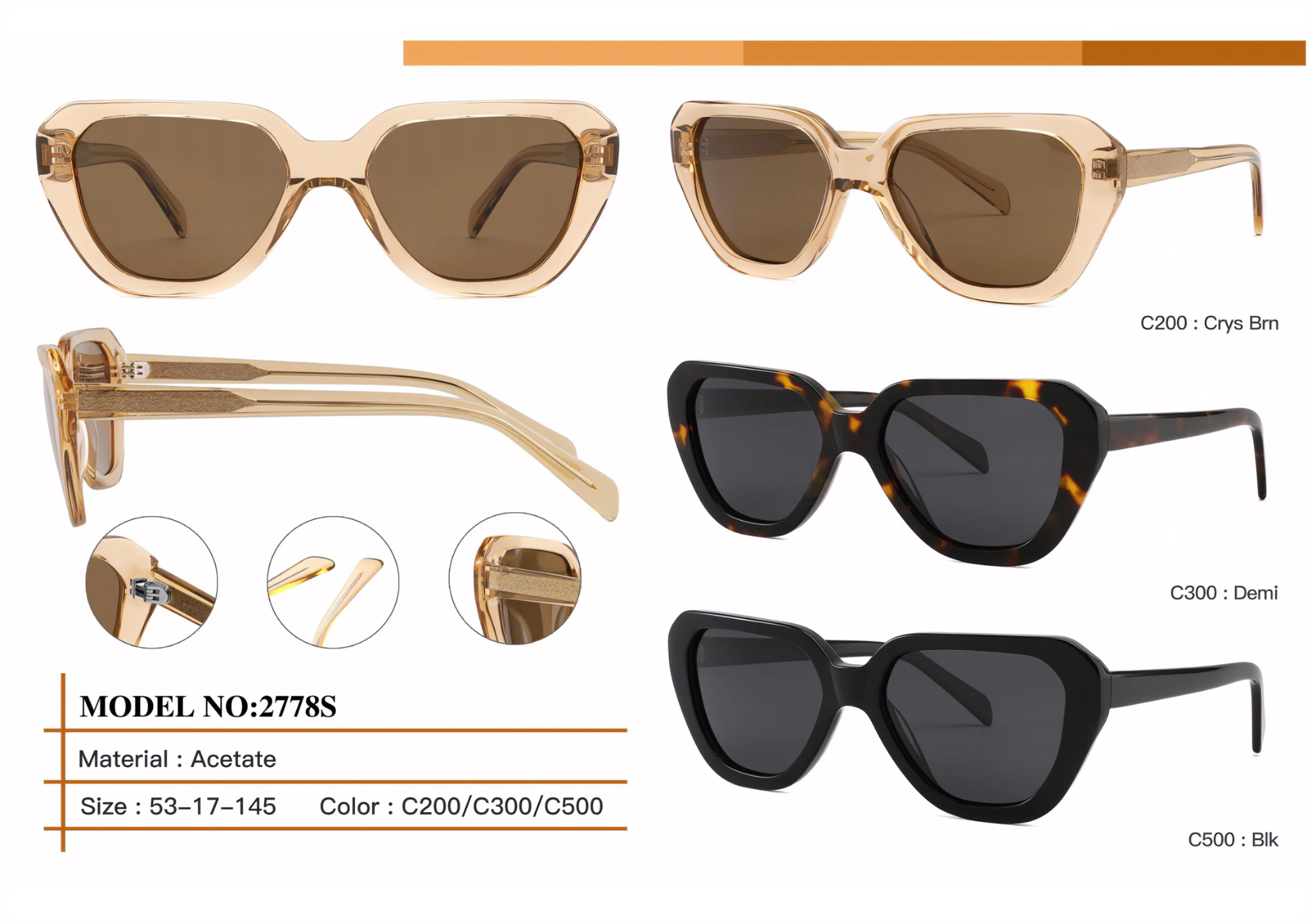 Acetate Sunglasses Manufacturer Custom Logo Luxury Fashion Sunglasses