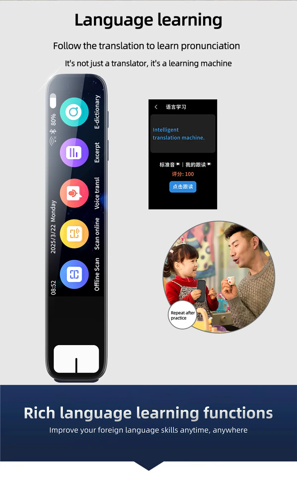 Scanenepen S08B Offline AI Smart Pen ABS Material Kinder Buine Professionell Sofortreaktion Verbraucher_voghion.com