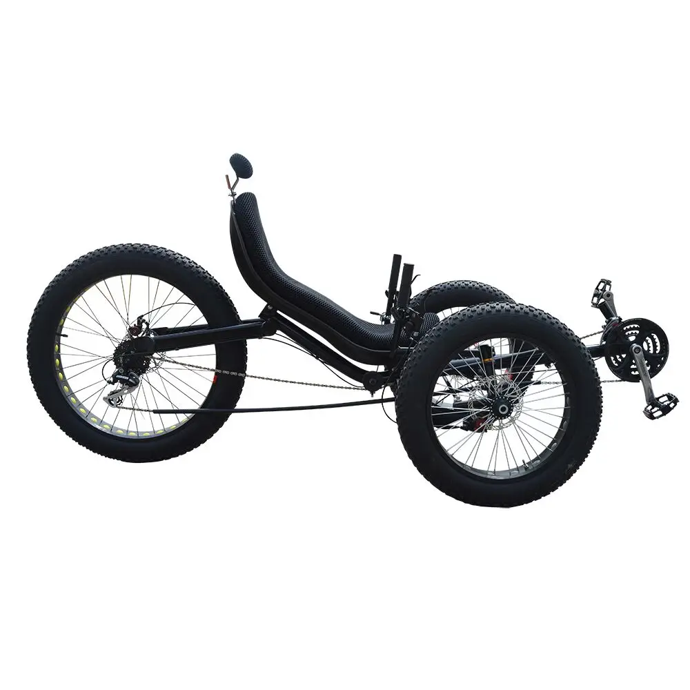 Front Two Wheel Adult Travel Recumbent Fat Tire Electric Bike Folding Frame Rear Hub Motor Race Use Recumbent Trike