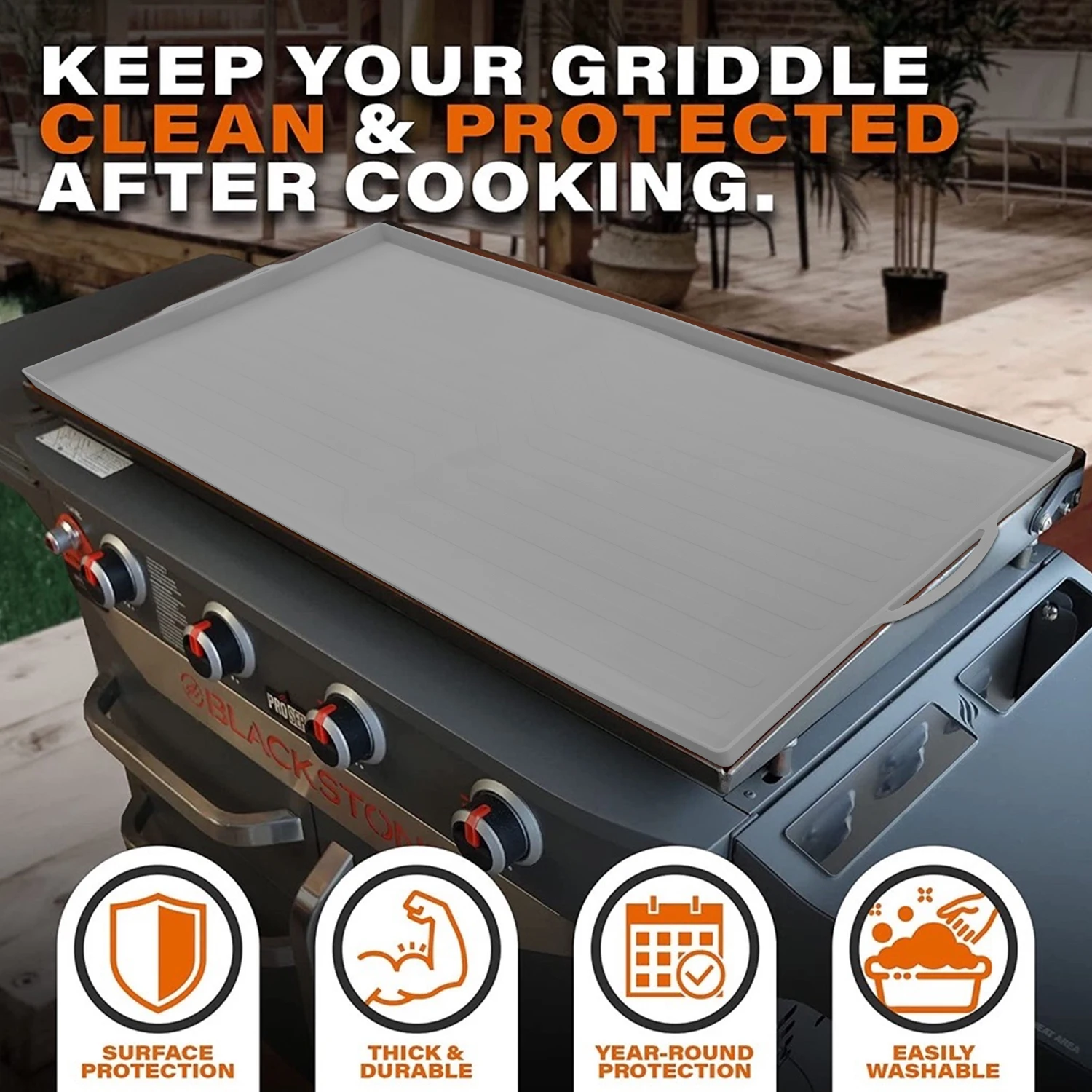 Utheer 28" Silicone Griddle Mat & Spatula Mat For Blackstone Griddle, Heavy Duty Food Grade Silicone Griddle Mat,All Season Cooking Protective Griddle Grill Cover,28 Inch Blackstone Griddle Cover,Gray