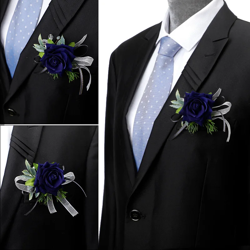 KEWEI 668 Wrist Corsage Flower Boutonniere Wedding Bracelet Bridesmaid Silk Flower Wrist Pearl Bracelet