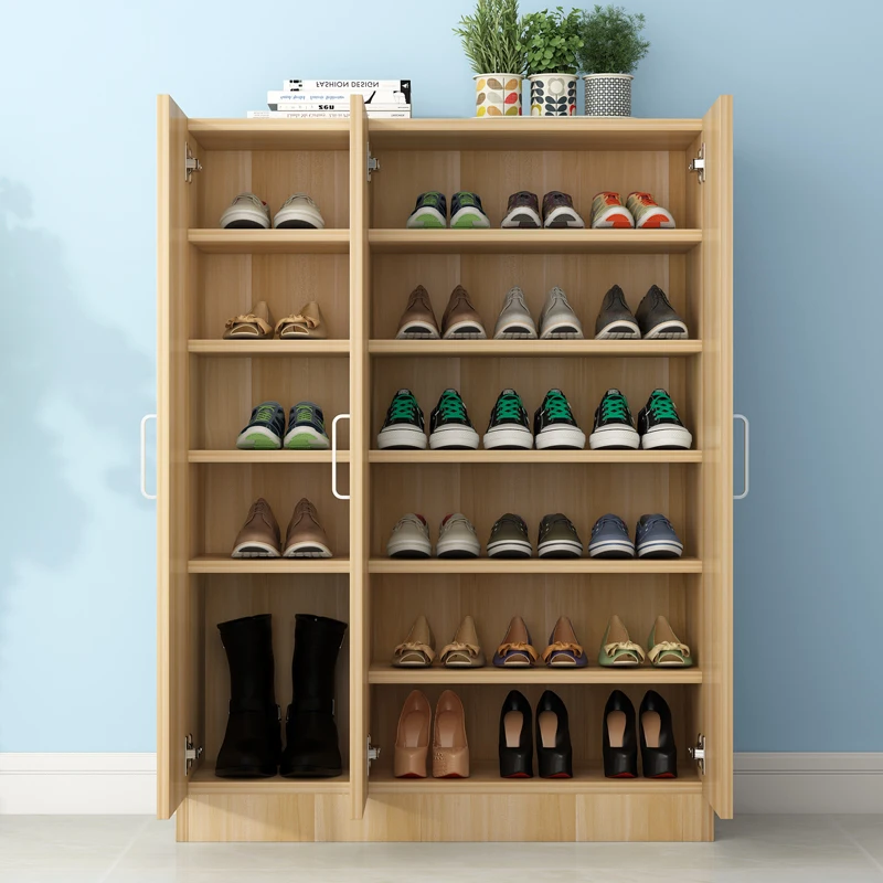 Balcony Shoe Cabinet Large-Capacity Wood Storage Rack