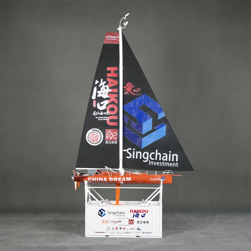 Handmade Sailboat Model High Workmanship Nautical Gift Ocean Artwork Studio Customized 40cm Miniature Plastic Sailboat Model