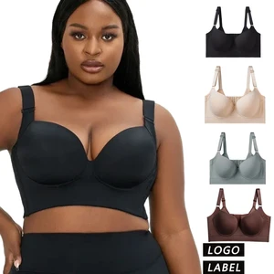 Wholesale Push up Bra Deep Plus Size  Cup Coverage for Big Women Bra Wire Free Effectively Hides Back Oversized Bras for Women
