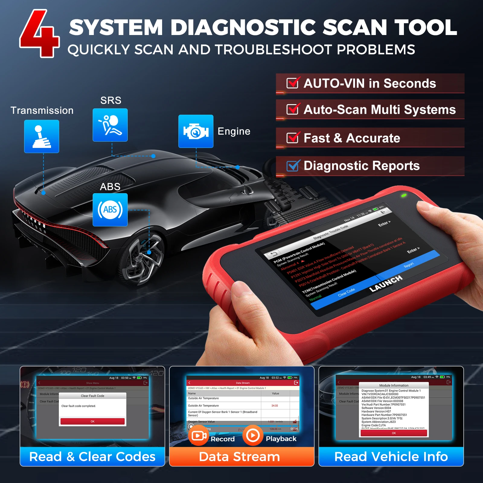 LAUNCH CRP123E V2.0 車両診断ツール OBD2スキャナー ABS SRS エンジン診断