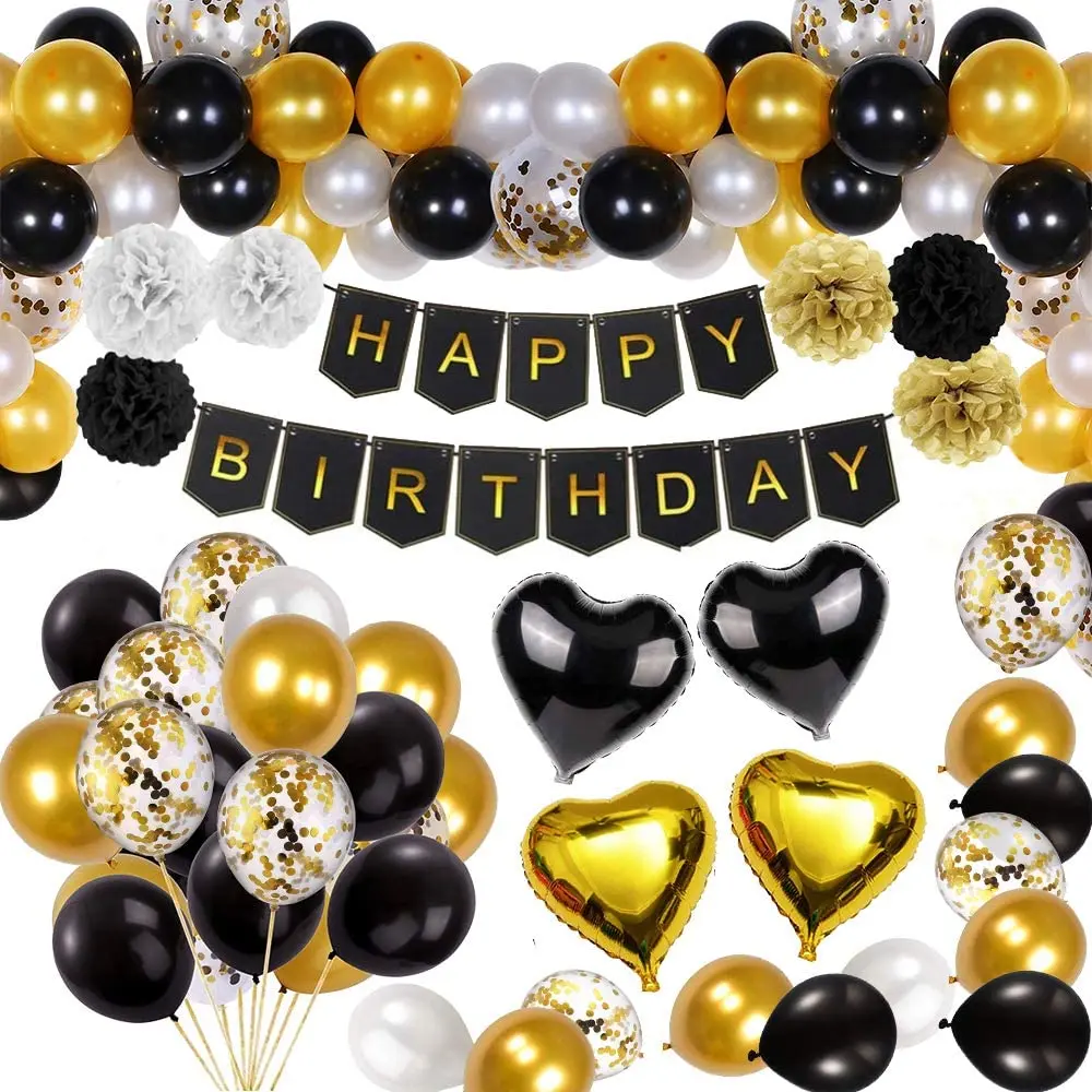 Black Gold Happy Birthday Balloons Inflatable Balloon Latex Black Happy  Birthday Banner Birthday Party Decoration - Buy Happy Birthday Decoration  Set,Happy Birthday,Happy Birthday Foil Balloons Product on 