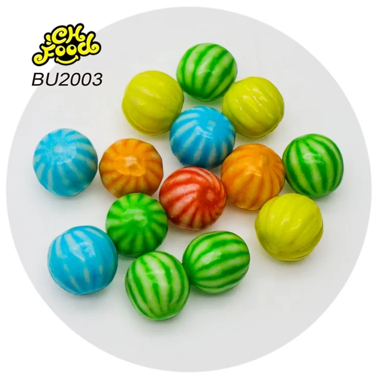 OEM Mix Fruit Flavor Watermelon Bubble Gum Ball Chewing Gum Wholesale Halal Ball Sweets Gum Snack Food for Kids