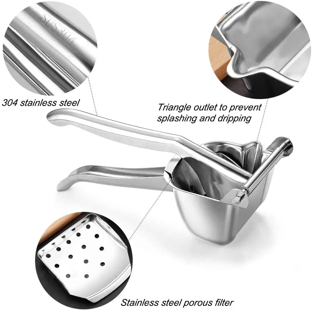 Hand Press Fruit Juicer Rustproof Heavy Duty 304 Stainless Steel Manual