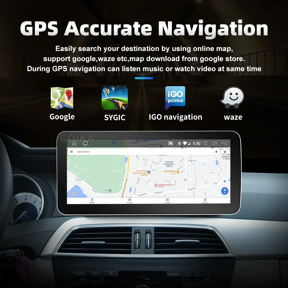 12.3 Inch Android Car GPS Navi Screen Wireless Carplay for Mercedes C Class W204 W205