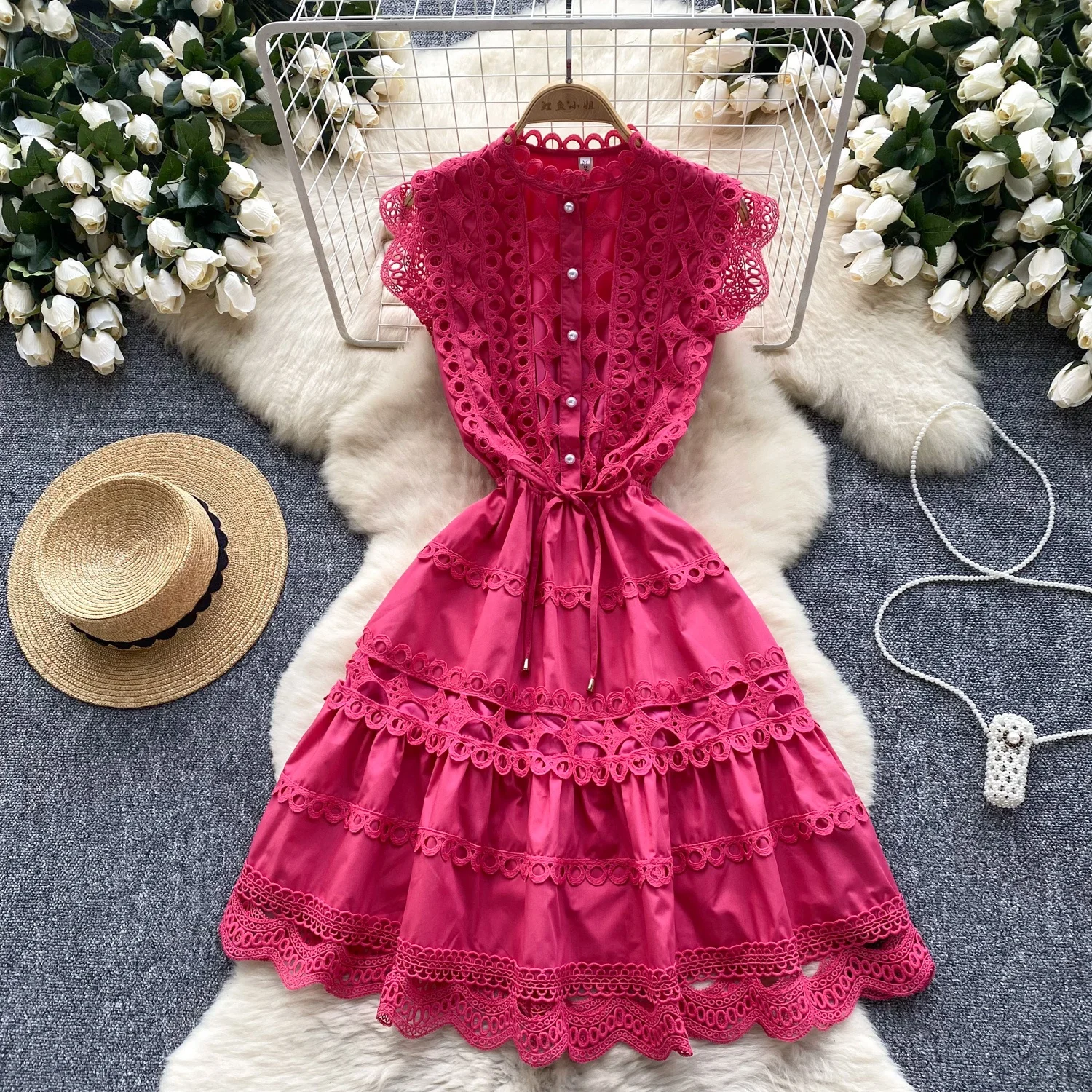 chinese dress ladies Fascinating Aura- Hollow Lace SKATER Dress (New)(4 colors!)