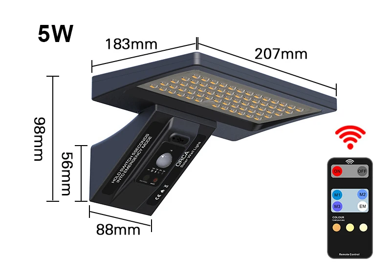 product 3w 5w 8w solar led lamps 3 size available dual color large battery capacity 4 modes solar sensor light outdoor-38