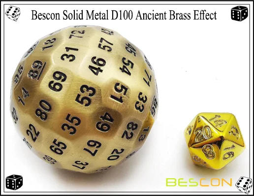 Bescon Polyhedral Dice 100 Sided D100 Game Dice 100 Sides Dice Solid Black 