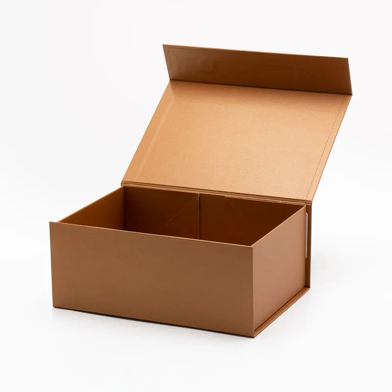 Elegant Copper Color Empty Retail Magnetic Gift Paper Boxes with Ribbon