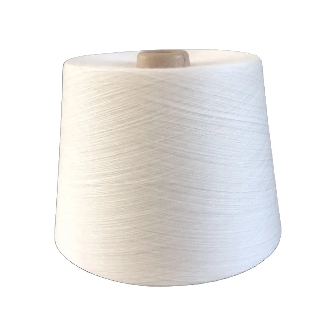 Wholesale 20s 30s Yarn Crochet Hand Knitting 100% Polyester Milk White High Quality Texturized Yarns for Industrial Weaving