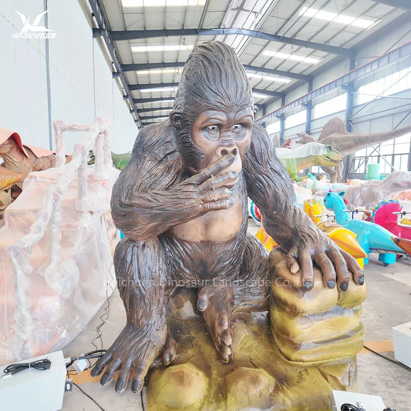 China Manufacturer Life Size Animatronic Animals Gorilla Model for Jungle Zoo Park Decoration Props Realistic Chimpanzee Statue