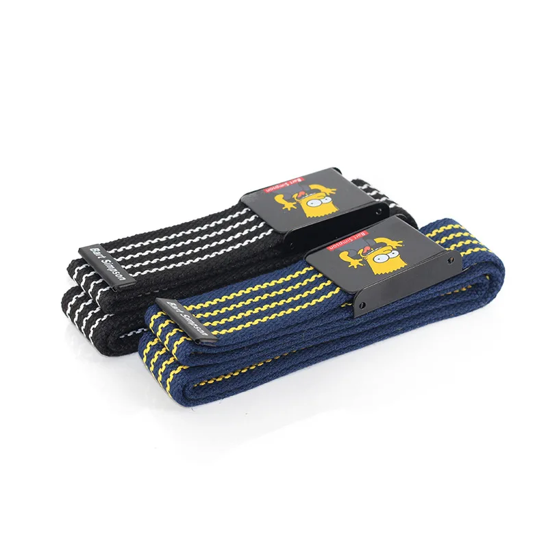 Симпсон ремень для отдыха, все-матч с автоматической пряжкой ремень из плотной ткани с героями мультфильмов черного и синего цветов Двухцветный пояс