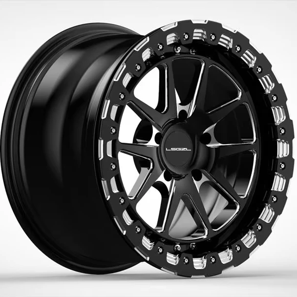 Custom Luxury 2 3 Piece Forged Alloy Drag Racing Car Concave Wheel Beadlock 5x114.3 5x130 5x120