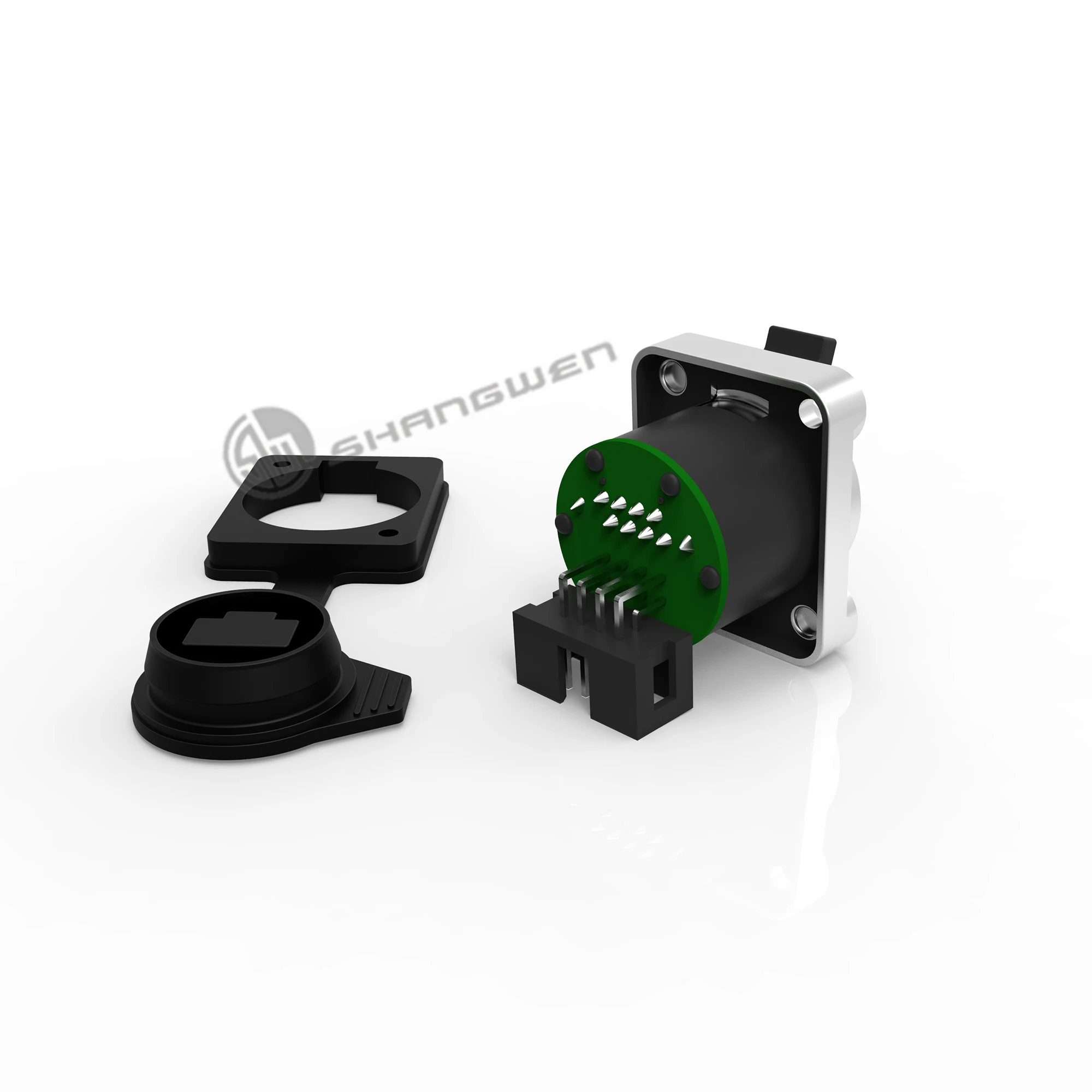 Outdoor IP65 Waterproof Panel Mount Thread Ethernet Rj45 Female Connector Horn Signal Right Angle Straight Cat5e Cat PCB RJ45