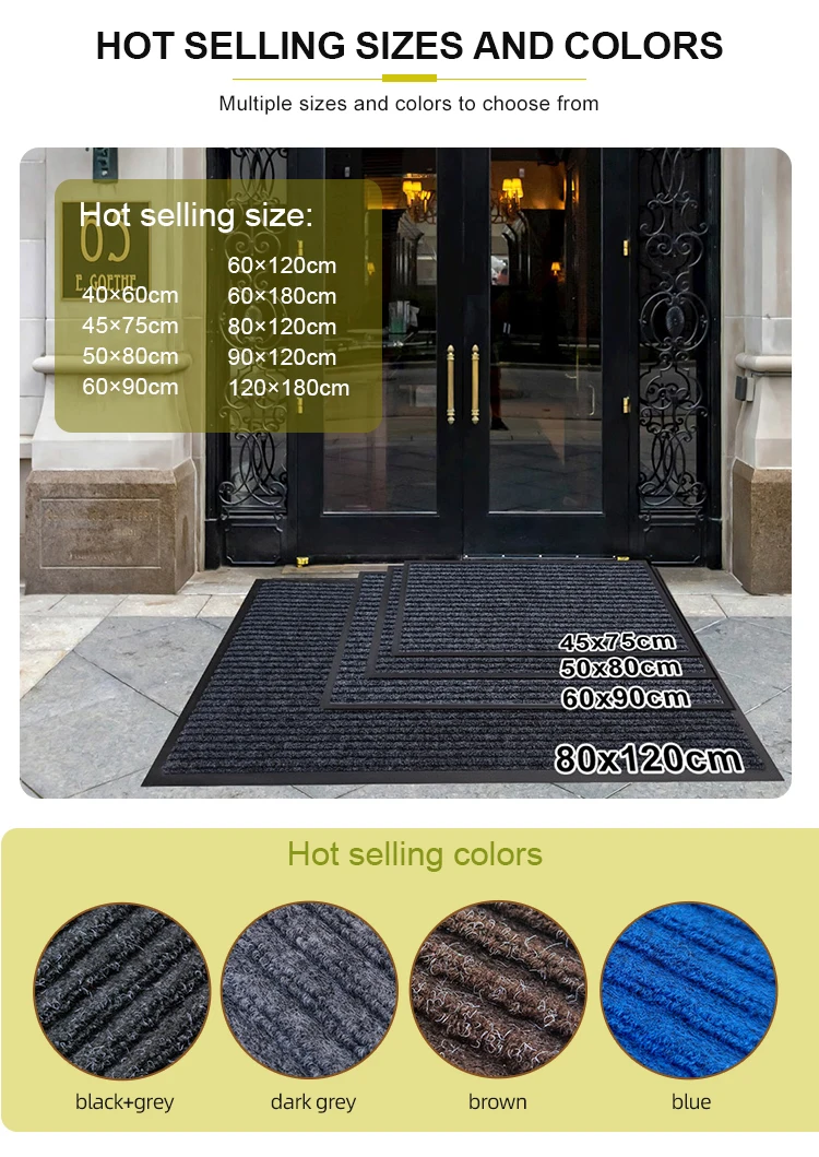 Modern Washable Braided TPE Rubber Backing Reversible Hotel Corridor Door Mat Jacquard Ribs Surface Entrance Indoor(图7)