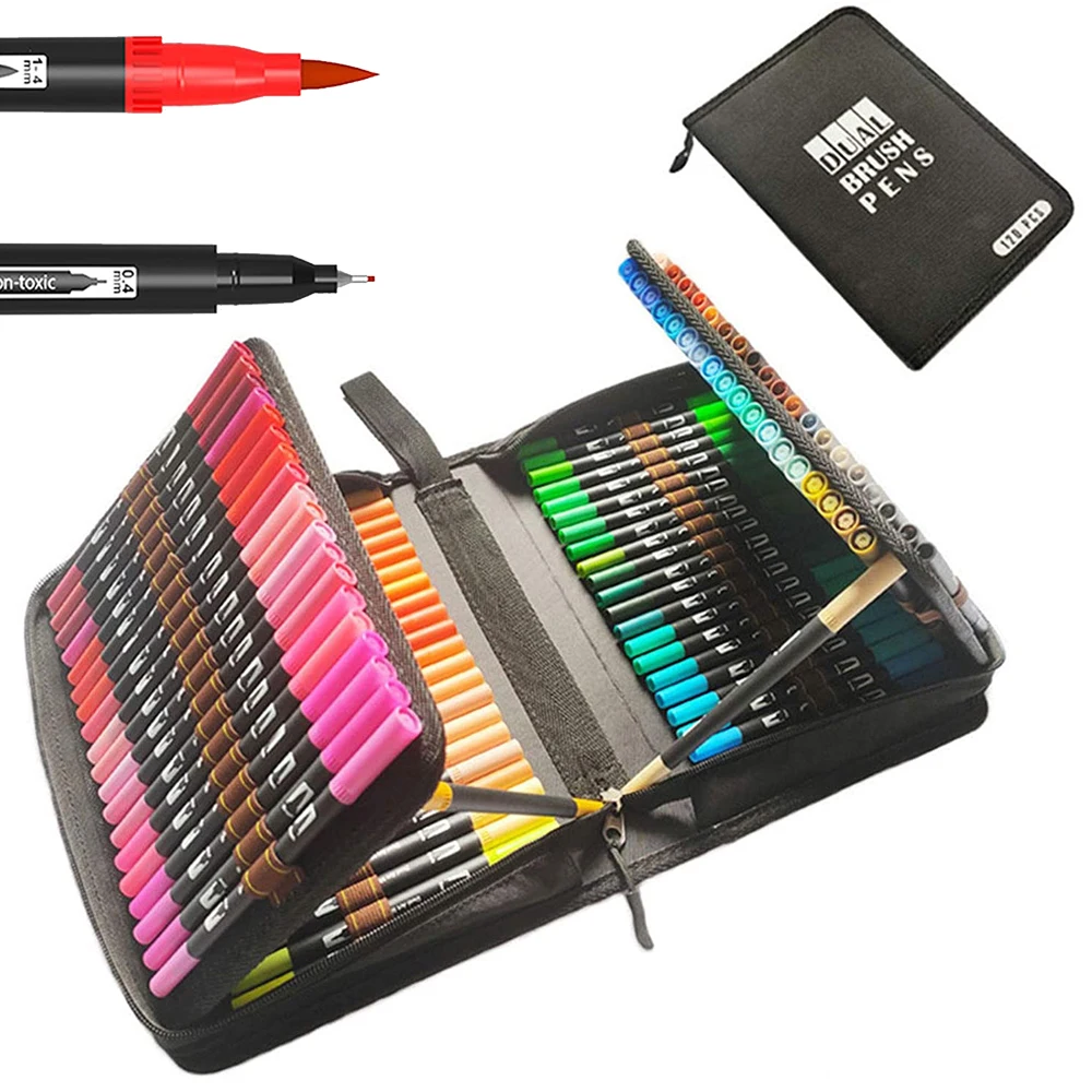 Ijzig Scheiding Nog steeds 120 Colors Dual Tip Watercolor Brush Pens,Fine & Brush Tip Pen Coloring Art  Markers With Canvas Bag For Kids Adults Coloring - Buy Shuttle Art Markers, Dual Brush Pen Art Marker,Dual Brush Pens