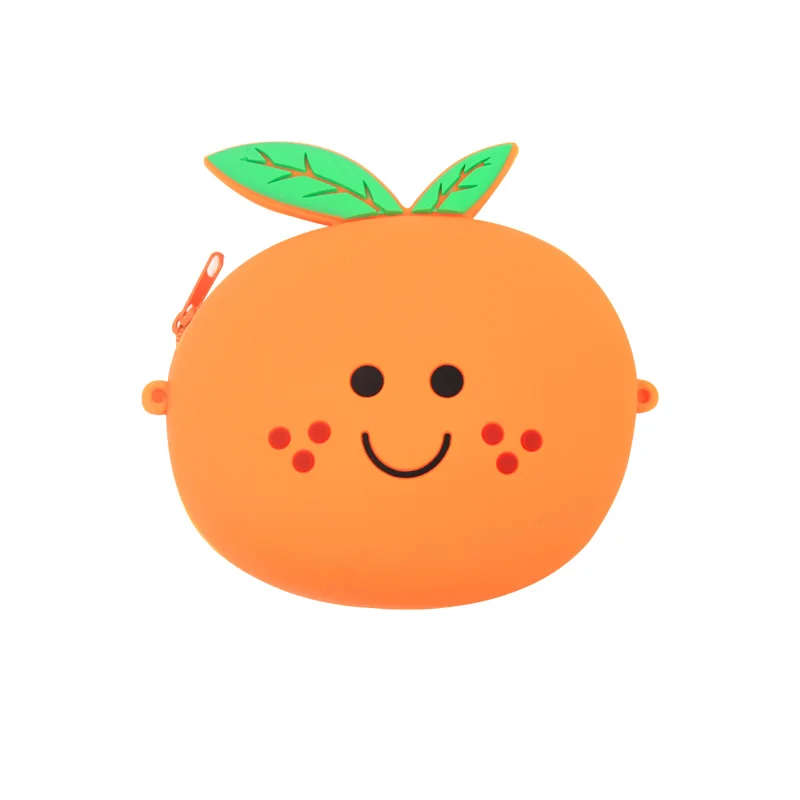 Grape orange Fashion Girls Mini Money Bag Lovely Cute Cartoon Pouch Women Small Wallet Soft Silicone Coin Purse