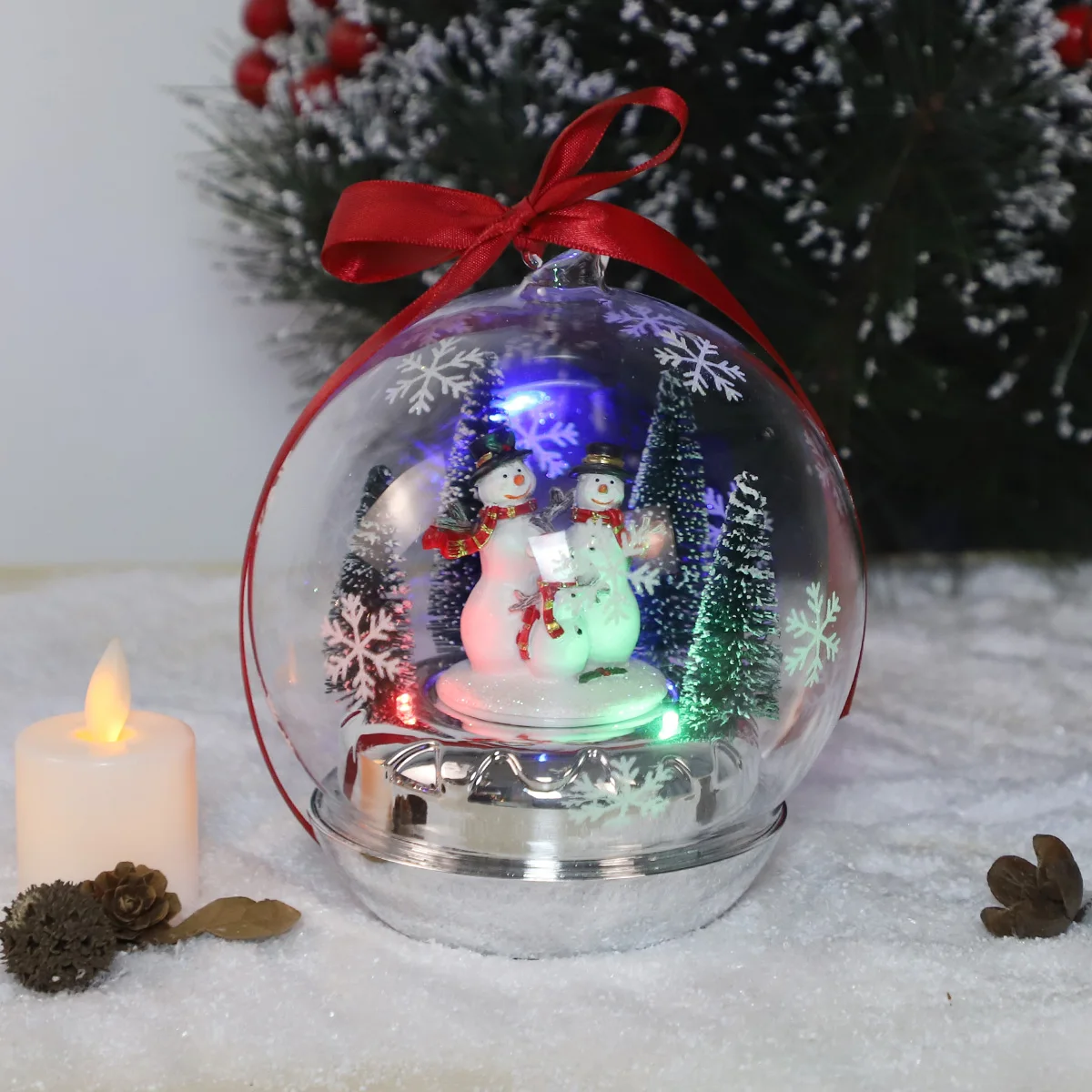 assorted led lights glass for christmas balls ornament accessories glass snow globe with music