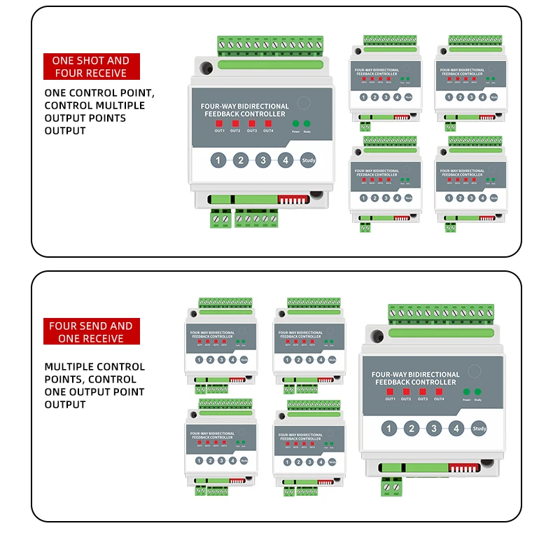 4 Way PLC Wireless Remote Control Relay 220V Pump Remote Switch with ...