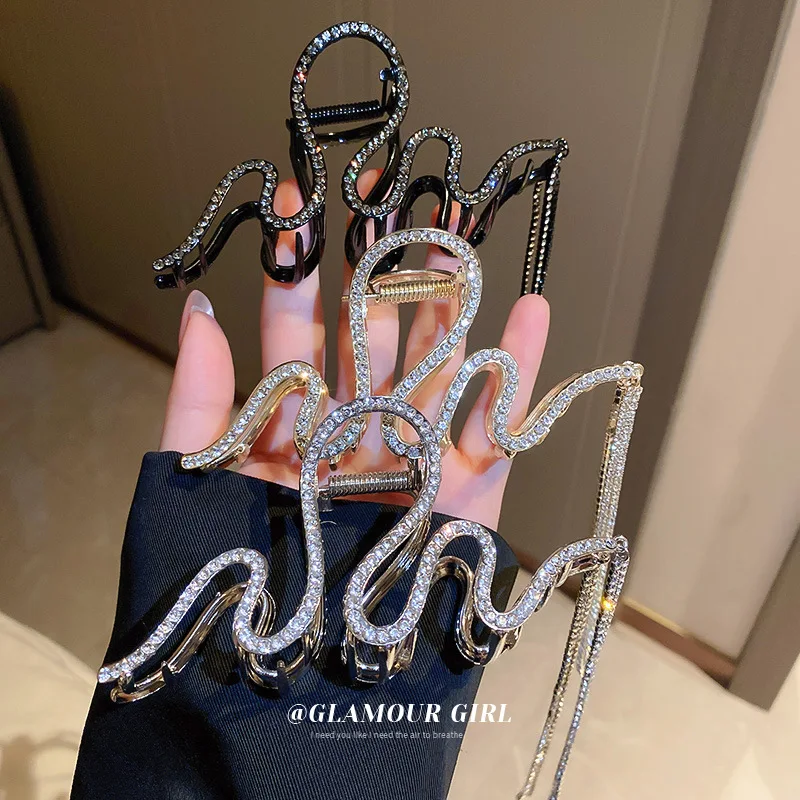 Rhinestone Hair Claws With Tassel Shiny Crystal Hairpins for  display picture 2