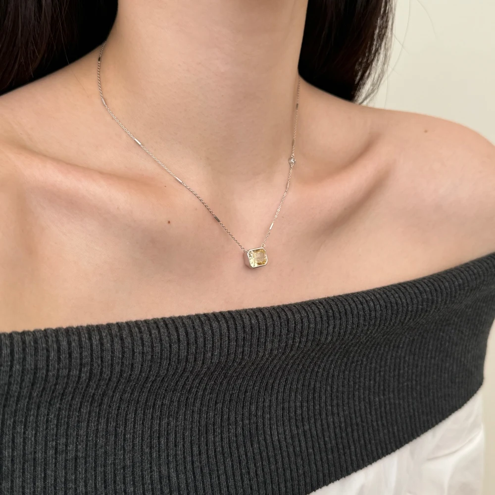 KAKODIY High Jewelry Simple Design 925 Sterling Silver Solitaire 4ct 8A Crushed Ice Cut Cubic Zirconia Pendant Necklace detail 8