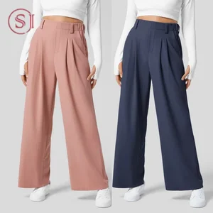 8013 Trendy Fashion Ladies Straight Cargo Trouser Casual Street Wear High Waist White Women Pants