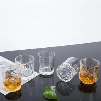 Crystal Textured Water Glass  for Whiskey Beer Wine Milk Juice Enhanced Drinking Experience Transparent Type
