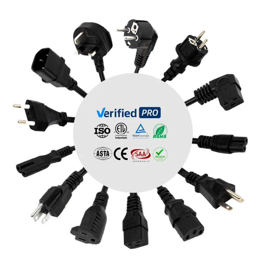 Universal Cable Plug USA 3-Prong Plug 16AWG 6ft Electric AC Cord Stripped End
