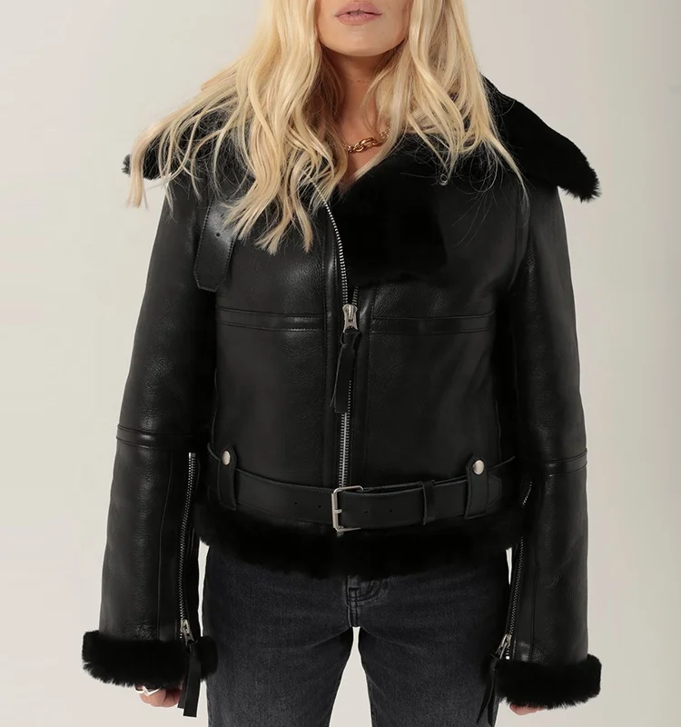 cropped shearling aviator jacket