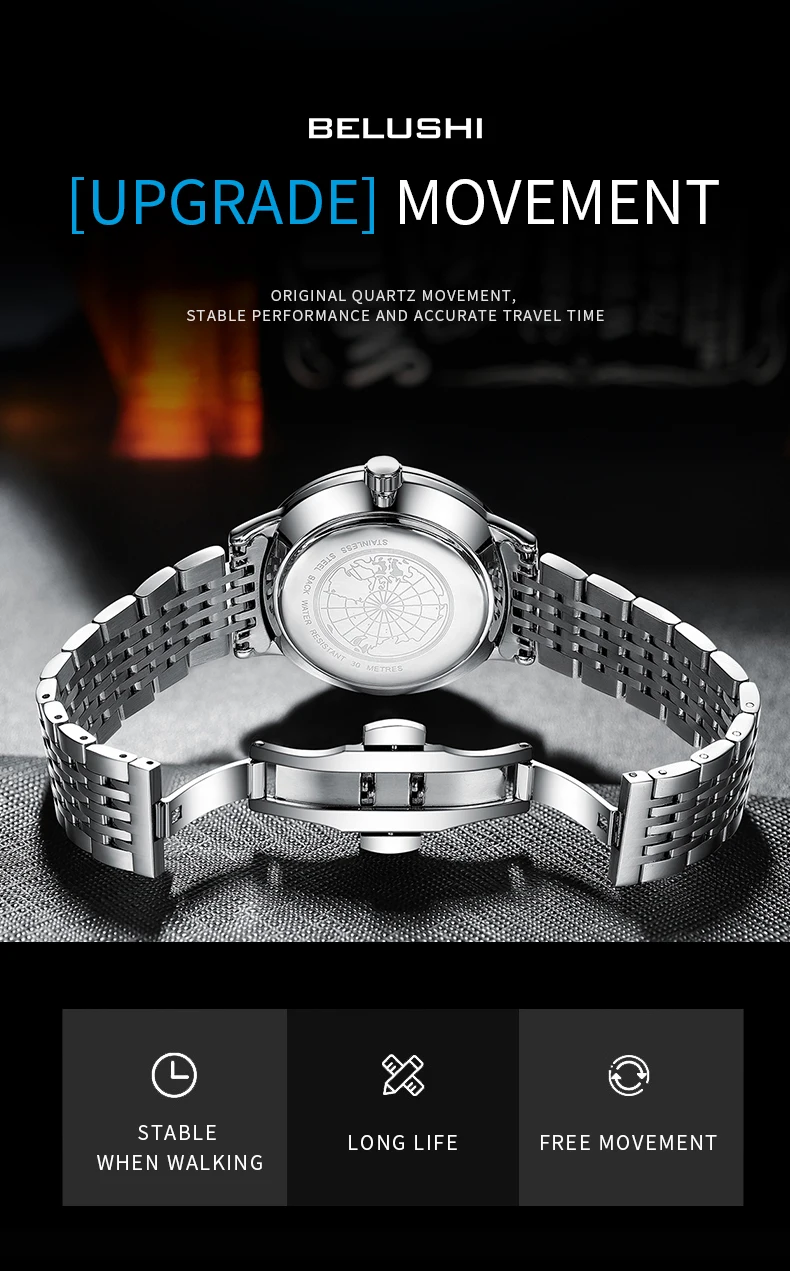 BELUSHI montre pour hommes Top marque montre à Quartz Design Simple montre-bracelet étanche Relogio Feminino