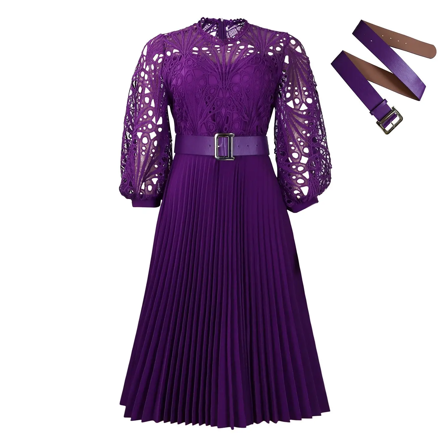 chinese dress ladies Sleeveless Illusion Crochet Lace Midi Dress - Just Me - SMALL / DENIM