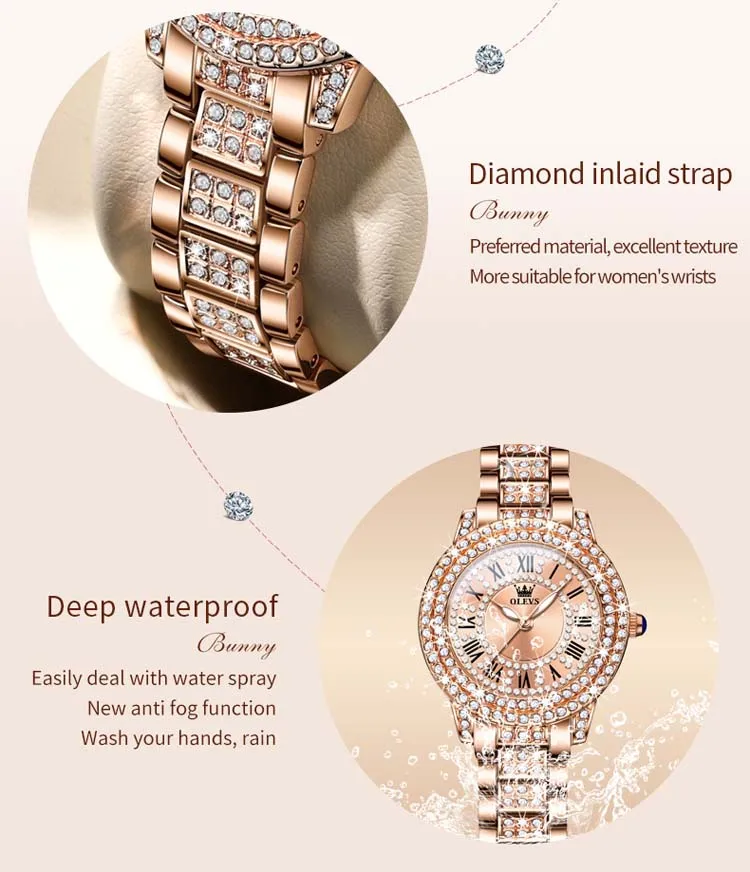 OLEVS 9943 Luxurious Made in China Lady Quartz Watch Potty 2023 Stainless Steel Band Waterproof Classic Elegant Casual Watches