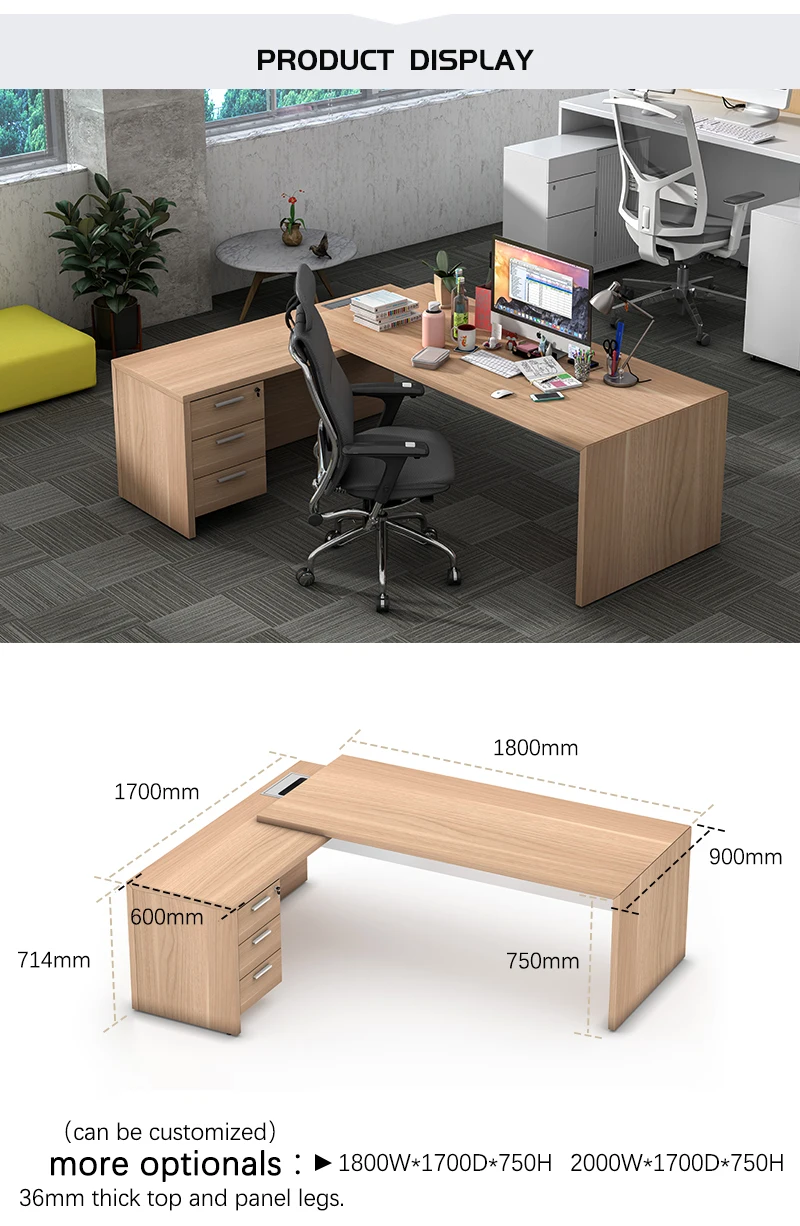 Adjustable Extendable High Executive Office Desk-Modern Commercial Wood ...