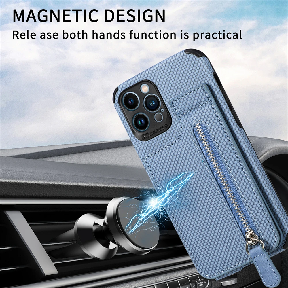 Laudtec Zipper Cards Wallet Leather Mobile Phone Case for iPhone 14 Plus 13 12 Mini 11 Pro Max X XS XR Purse Card Holder Cover manufacture