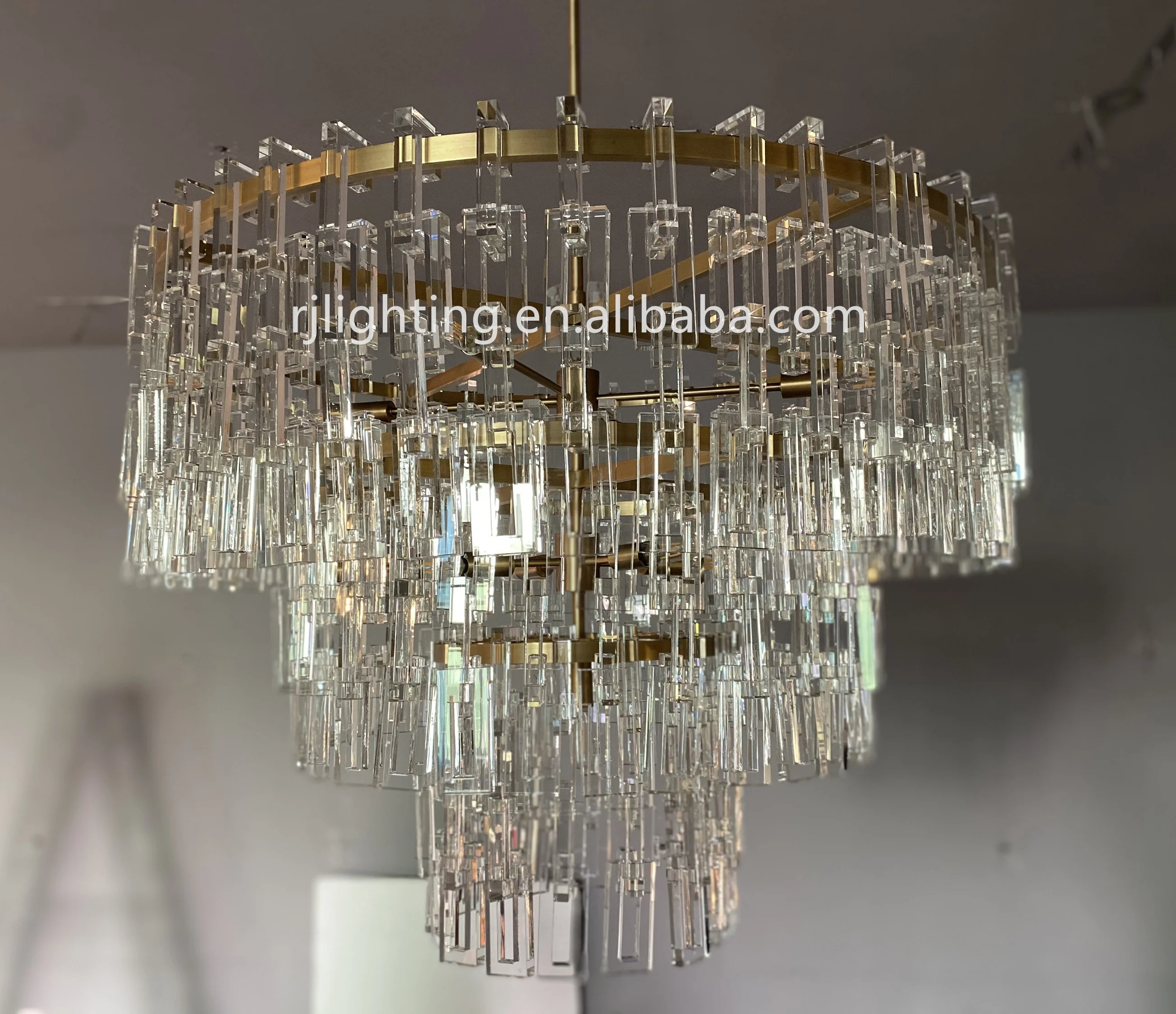 modern K9 crystal restoration luxury 36' 48' 60' living room bronze brass three four five tiers American round chandelier