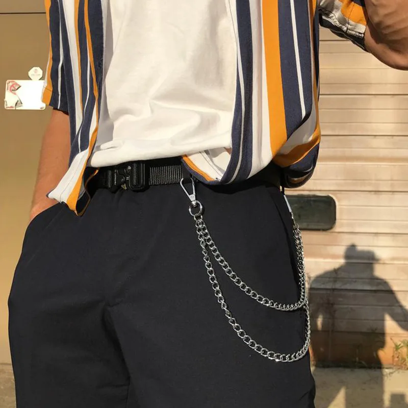 YASHANG Heren Broekketting Hip Hop Broek, Sleutelhanger, Rock Gothic, Jeans, Link Coil Leash, Zilver, Zilver, 15