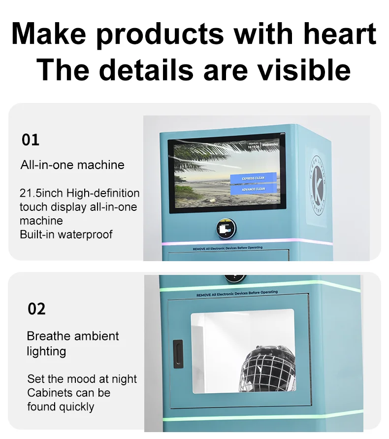 product automatic helmet cleaning vending machine for motorcycle and bike helmets with sterilizing and qr payment system-13