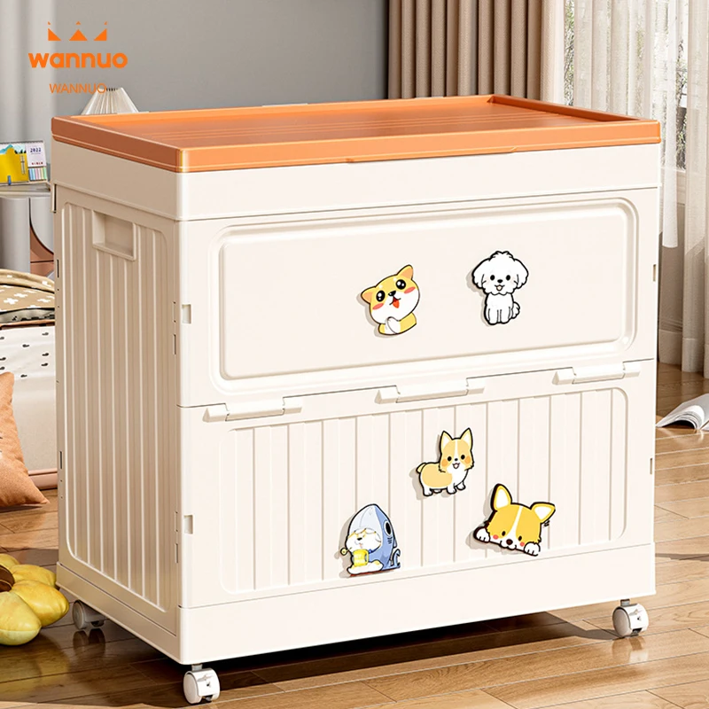 Wannuo Easy to Move Plastic Storage Box Clothing/Bedding Storage Box Foldable Plastic Storage Box with Universal Wheels