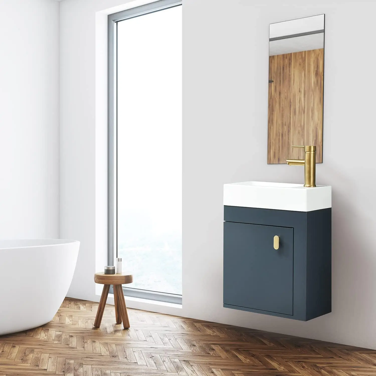 Wonline 24" Wall-Mounted Bathroom Vanity Set With Sink & Chrome Faucet – Space-Saving & Modern - View #8