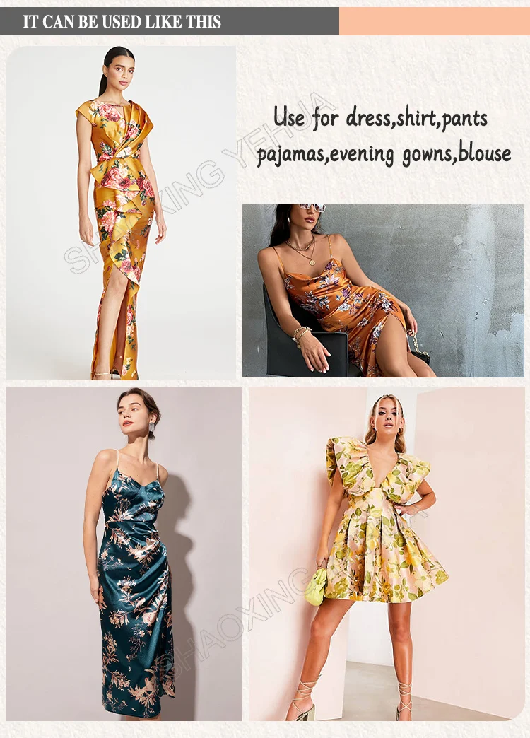 Wholesale Shaoxing Factory Digital Printing Cheap Price 100% Polyester Brown Color Armany Silk Satin Fabric